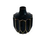 Vaso Menor Ceramica Preta Relevos Ondulados Fio de Ouro Luxo Vaso Menor Ceramica Preta Relevos Ondulados Fio de Ouro Luxo