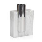Vaso Metal Bloco Cromado Resina Branco Polido