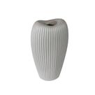 Vaso Moderno Ceramica Cinza Oval Ondulado para Dentro Luxo