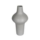 Vaso Moderno Ceramica Cinza Relevo Horizontal Ovalado Luxo
