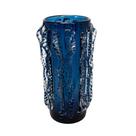 Vaso Murano Azul Grande Relevos Bolhado Incolor