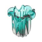 Vaso Murano Azul Lapidados Translucidos Borda em Curvas