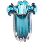 Vaso Murano Azul Marinho Com Rose Altura 24cm X 19cm Diâmetro