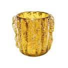 Vaso Murano Italiano Âmbar Baixo Lapidados Fino Acabamento
