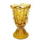Vaso Murano Italiano Âmbar Relevos Incolor com Base Vaso Murano Italiano Âmbar Relevos Incolor com Base