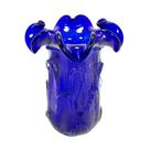 Vaso Murano Italiano Azul Cobaldo Medio Lapidados Retorcidos