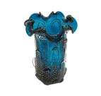 Vaso Murano Italiano Azul Escuro Relevos Alto Padrão Vaso Murano Italiano Azul Escuro Relevos Alto Padrão