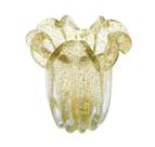 Vaso Murano Italiano Borda Ondulada Pigmento Âmbar Luxo Vaso Murano Italiano Borda Ondulada Pigmento Âmbar Luxo