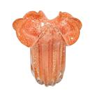 Vaso Murano Italiano Cor Coral Pigmentos Dourado Curvada Vaso Murano Italiano Cor Coral Pigmentos Dourado Curvada