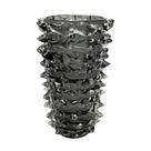 Vaso Murano Italiano Fumê Relevos Pontudos Moderno Design