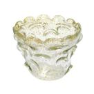Vaso Murano Italiano Incolor c Pó de Ouro Relevos Luxo