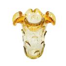 Vaso Murano Italiano Incolor Detalhes Âmbar Relevos Vaso Murano Italiano Incolor Detalhes Âmbar Relevos