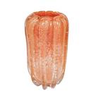 Vaso Murano Italiano Laranjado Lapidados Vertical Fino Desig