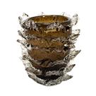 Vaso Murano Italiano Marrom Lapidados Relevos Incolor Vaso Murano Italiano Marrom Lapidados Relevos Incolor