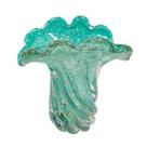 Vaso Murano Italiano Verde Claro Lapidados Transversal Ouro