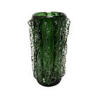 Vaso Murano Italiano Verde Maior Relevos Lapidados Moderno