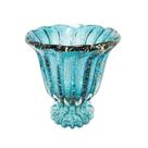 Vaso Murano Ondulados Classico Azul com Base Luxo