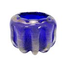 Vaso Murano Redondo Baixo Finos Lapidados Azul Cobalto Vaso Murano Redondo Baixo Finos Lapidados Azul Cobalto