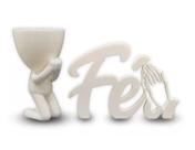 Vaso Orando + Palavra Fé Em 3d - Decoração Sala Rack Estante