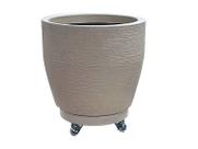 vaso para plantas em polietileno escovado com suporte rodizio em gel 20 litros