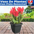 Vaso Para Plantas Quadrado C/ Prato Decoração Casa Jardim 9,6L