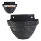 Vaso Planta de Parede Suspenso Meia Lua Rattan 3 Litros Preto Decoração