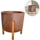 Vaso Plantas Flores Com Suporte Pé Madeira Luxo Decoração -