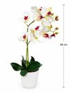 Vaso Plástico com Orquídea Artificial Florarte Decorativa 48 cm cor:vaso 2 hastes Branco Bordo
