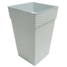 Vaso Polietileno Cachepot Rattan Quadrado Pequeno Branco 10L Decoração - Baitashop