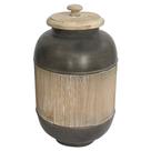 Vaso Pote Madeira C/Metal Marrom 32x20cm BTC
