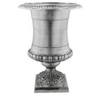 Vaso Prateado 77x58cm Classico Relevos Alta Decoração Luxo Vaso Prateado 77x58cm Classico Relevos Alta Decoração Luxo