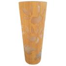 Vaso Print Vidro Com Folha de Madeira Bege Rajado Corte a Laser 30cm