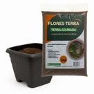 Vaso Quadrado 5,5L Preto + Terra Vegetal Adubada 3kg Kit