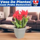 Vaso Quadrado Para Plantas Com Prato Decoração Casa Jardim 3,9L