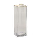 Vaso Quadrado Transparente com Borda Dourada 25cm Espressione