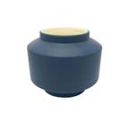 Vaso Redondo Azul Escuro Ceramica Alta Decoração Luxo