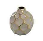 Vaso Redondo Ceramica Nobre Marrom e Dourado Contemp. Luxo