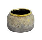 Vaso Rústico 14x20cm Cerâmica Cinza Acabamento Dourado Luxo Vaso Rústico 14x20cm Cerâmica Cinza Acabamento Dourado Luxo