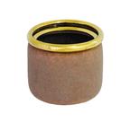 Vaso Rústico Pequeno Redondo Ceramica Coral e Dourada Luxo Vaso Rústico Pequeno Redondo Ceramica Coral e Dourada Luxo