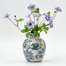 Vaso SIDUCAL Ceramic Chinoiserie Floral 16cm Azul e Branco