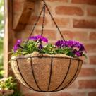 Vaso Suspenso de Fibra de Coco Natural com Corrente e Gancho, 20cm de Diâmetro, Suporte Metálico para Plantas Pendentes, Decoração Rústica para Jardim