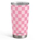 Vaso Térmico de Acero Inoxidable 20oz Sandjest Cuadrillé Rosa
