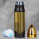 Vaso Térmico Limima Negro y Dorado con Bandera Americana de Acero Inoxidable 500 mL