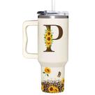 Vaso Térmico SUFAVN con Girassoles y Monograma 1.2L para Mujeres