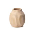 Vaso terracota em ceramica riscado com detalhes branco p