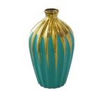 Vaso Tradicional Medio Ceramica Verde e Dourado Luxo Vaso Tradicional Medio Ceramica Verde e Dourado Luxo
