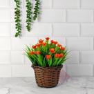 Vaso Trançado com Rosas Artificiais - Decoração
