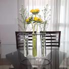 Vaso três tubos vidro suporte metal preto 32x12,5x29,5cm BTC Vaso três tubos vidro suporte metal preto 32x12,5x29,5cm BTC