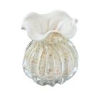 Vaso Trouxinha Murano Leitoso Pigmentação Âmbar Luxo Vaso Trouxinha Murano Leitoso Pigmentação Âmbar Luxo