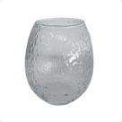Vaso Vidro Barrica Rigado Textura 18 cm Decoração